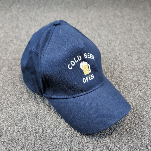 Harvard Square Retro Cold Beer Open Hat OS Navy Blue Cotton Dad Cap Graphic Logo — photo 2
